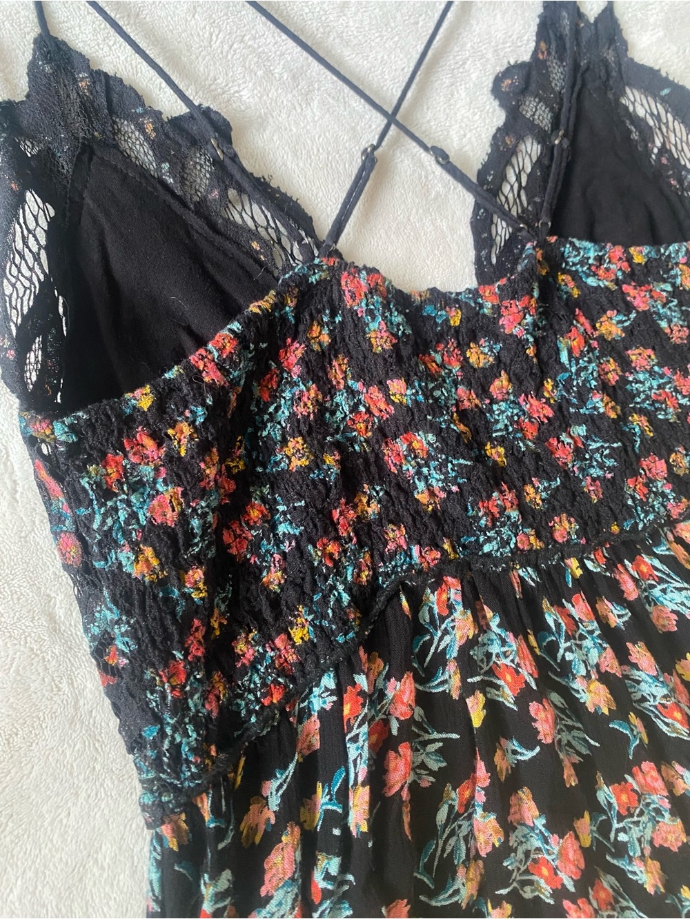 Free People Adella Floral Lace Mini Dress Black XS - Picture 5 of 14